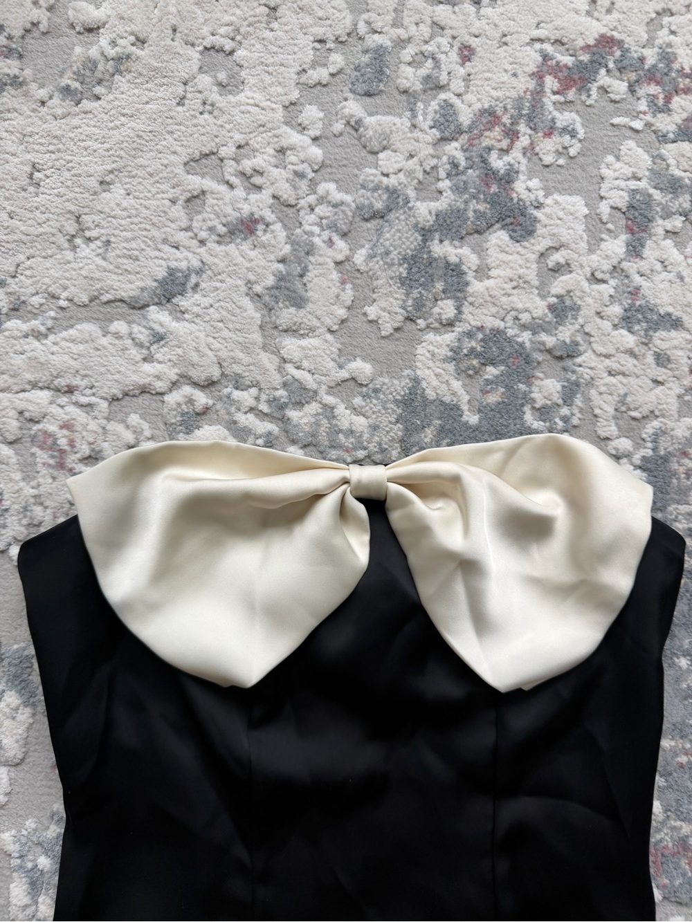 Princess Polly Black Strapless Dress with Cream Bow Collar - Picture 2 of 4